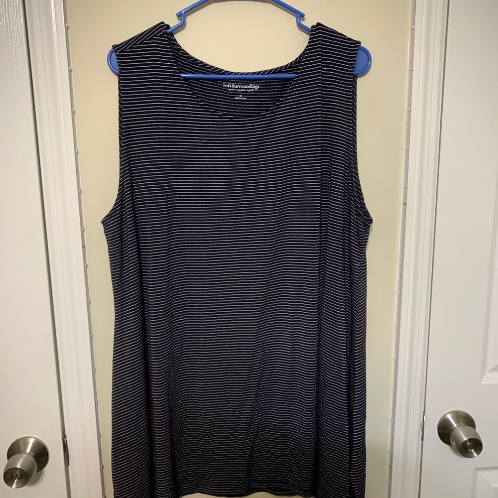 Soft Surroundings Navy and White Striped Tank Top